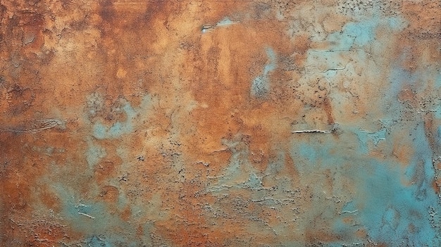 Hintergrund mit nahtloser verrosteter Kupfermetallpatina-Textur. Generativ Ai