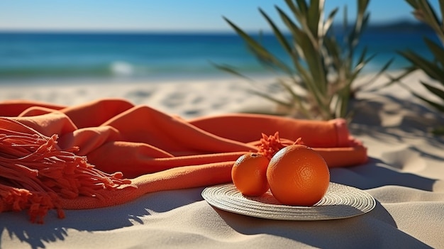 Hintergrund mit orangefarbenem Getränk am Strand