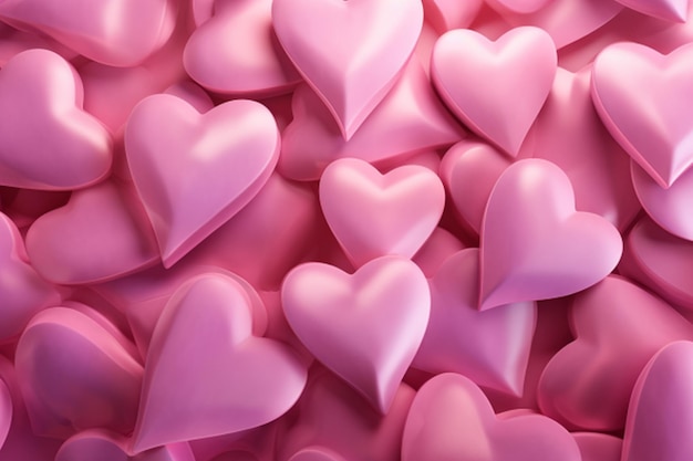 Hintergrund mit rosa Herzen für Valentinstag 3D-Rendering