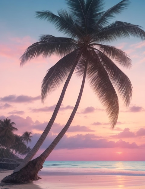 Hintergrund mit rosa Sonnenuntergangspalmen