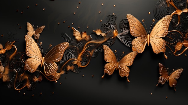 Hintergrund mit Schmetterlingen in Bronzefarbe