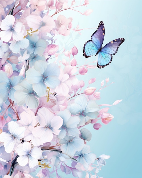Hintergrund mit Schmetterlingen und Blumen