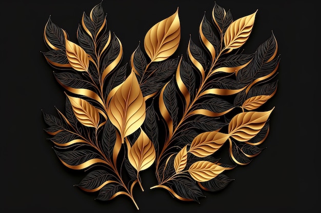 Hintergrund mit strukturierten goldenen Ti-Blättern