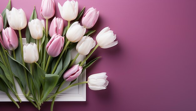 Hintergrund mit Tulpenblumenrahmen