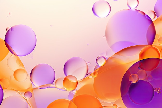 Hintergrund mit violett-orangefarbenen und weißen Blasen. Stock-Illustration, AI generiert