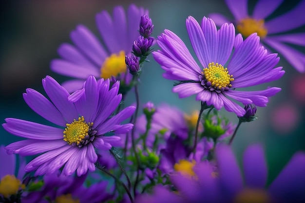 Hintergrund Natur Blume mexikanische Aster. lilane Blumen. Hintergrundunschärfe. Tapete Blume, Platz für