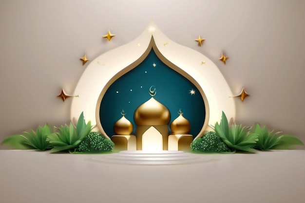 Hintergrund Ramadhan 1445 H 3D-Hintergrund