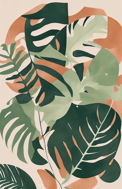 Hintergrund tropischer Blätter Handgezeichnete Vektorillustration im Aquarellstil