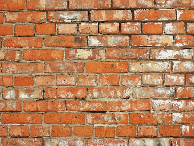 Hintergrund und Beschaffenheit der alten Backsteinmauer mit schäbigem.