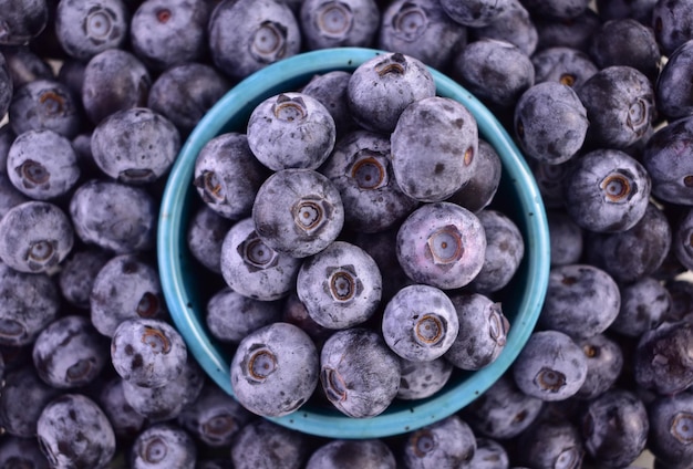 Hintergrund von Blaubeeren Viele Blaubeeren von oben