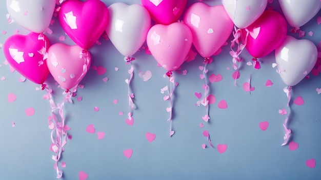 Hintergrund von bunten Luftballons und Konfetti feiern generative Kunst von AI