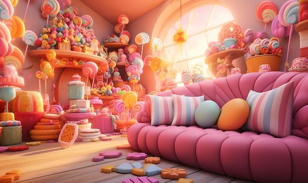 Hintergrund von Candy Crush Room Candy Themed Wallpaper Giant Candy Props Ca für Content Creator Stream