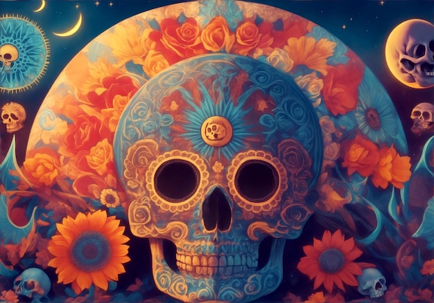 Hintergrund von Dia de muertos Schädel