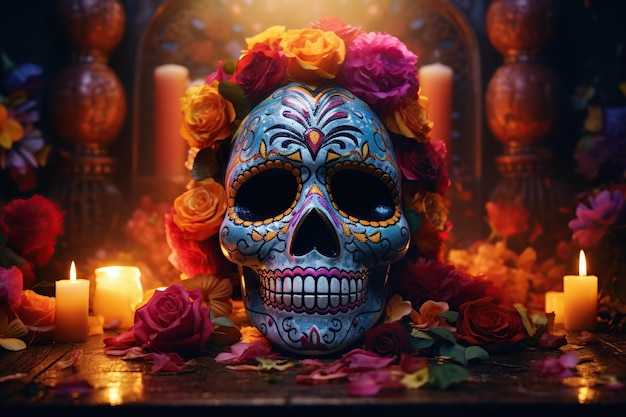 Hintergrund von Dia de muertos Schädel