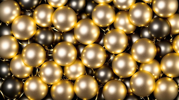 Hintergrund von eleganten goldenen, teuren Ballons und generativer Kunst von Konfettifeiern von AI