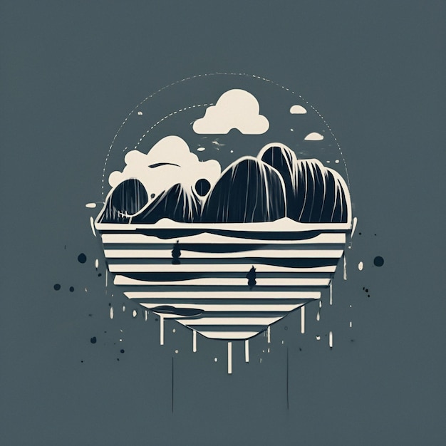 Hintergrund von Island Wallpaper Abstraktes T-Shirt-Design Farbige digitale Kunst-Illustration