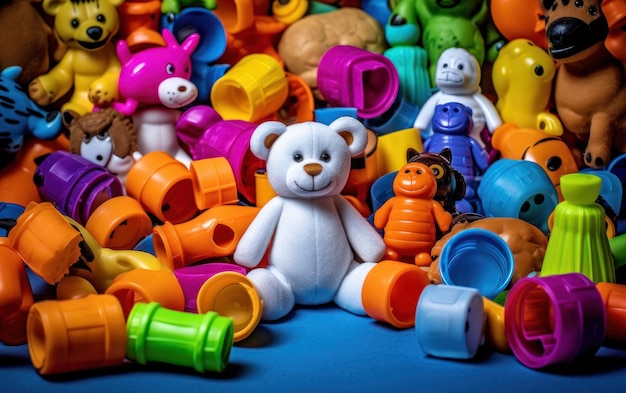 Hintergrund von Kinderspielzeug Kopierraum für Text Generative KI