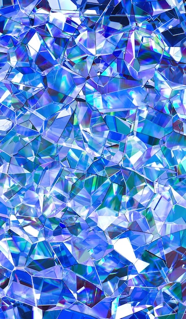 Hintergrund von mehrfarbigen glänzenden Diamanten. 3D-Rendering-Abbildung.