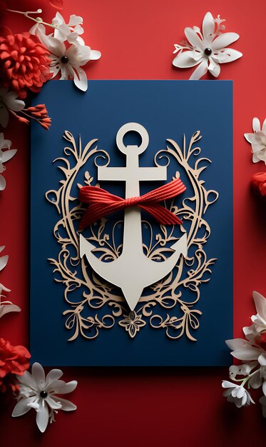 Foto hintergrund von nautical themed wedding invitation card anchor shape navy bl design konzeptkunst