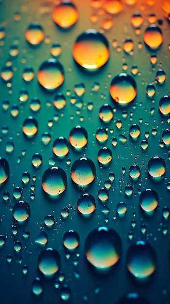 Hintergrund von Regentropfen auf Glas in Nahaufnahme