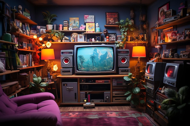 Hintergrund von Retro Gaming Corner Snes Review Room Vinyl Wallpaper Amiibo für Content Creator Stream