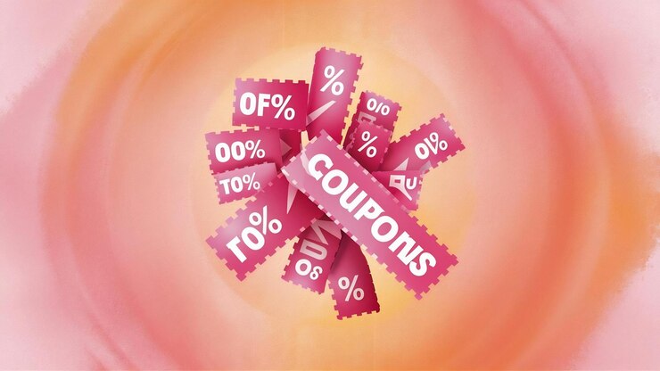 Foto hintergrund von rosa gutscheinen mit prozentsätzen