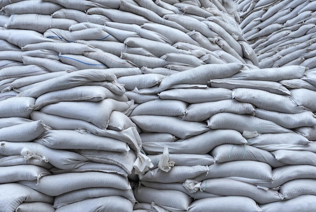 Hintergrund von Sandsäcken für Hochwasserschutz oder militärische Zwecke