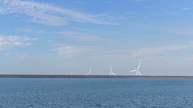 Hintergrund von Windkraftanlagen, sauberes Energiekonzept