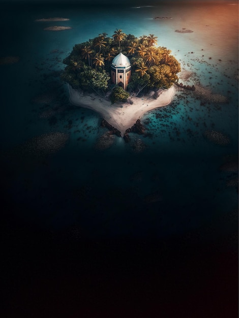 Hintergrundansicht der Insel, fotografiert mit einer Drohne