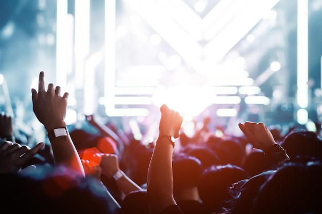 Hintergrundansicht von Menschen, die ein Musikkonzert genießen