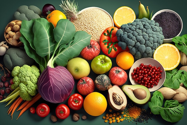 Hintergrundauswahl für gesunde Lebensmittel Lebensmittel, die reich an Antioxidantien sind