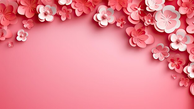 Hintergrundbanner zum Valentinstag mit Blumen und Kopierraum Blumen-Hintergrund im Papierschnitt-Stil