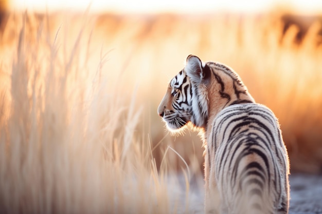 Hintergrundbeleuchteter Tiger während der goldenen Stunde