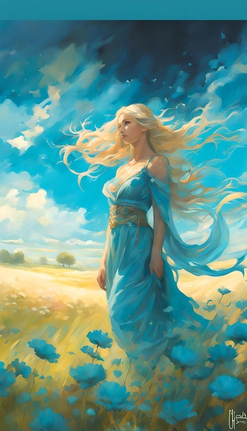 Hintergrundbild „Azurblauer Himmel über Weiden“.