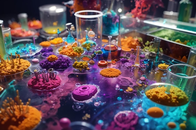 Foto hintergrundbild des futuristischen wissenschaftslabors microbial wonderland iii