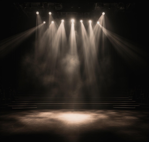 Hintergrundbild einer dunklen Bühne mit Lichtern für die Komposition