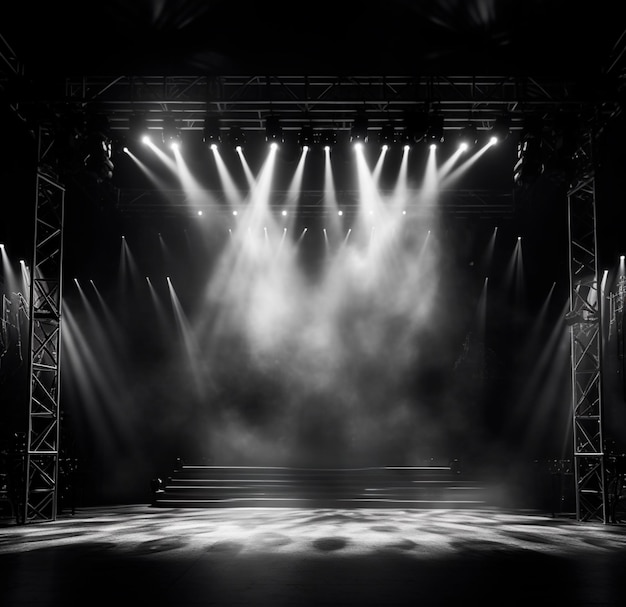 Hintergrundbild einer dunklen Bühne mit Lichtern für die Komposition