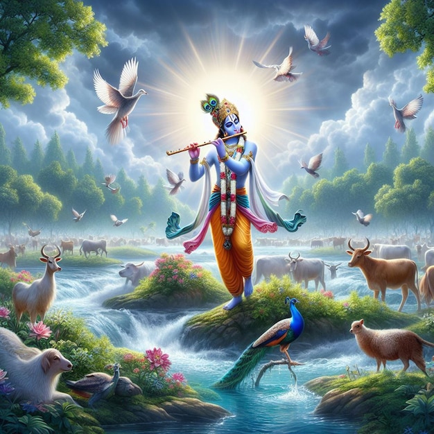 Foto hintergrundbild von lord krishna