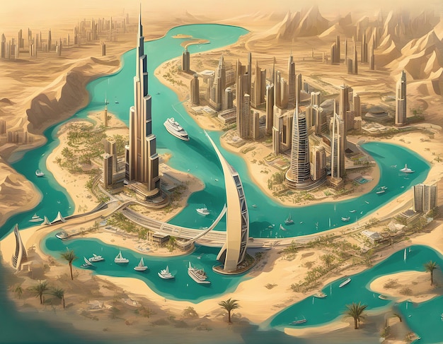 Hintergrundillustration Dubai-Stadt