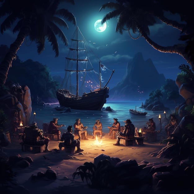 Hintergrundillustration von Spooky Pirate Shore