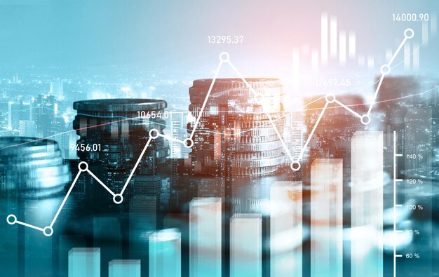 Hintergrundkonzept der Finanz- und Geldtechnologie für den Wohlstand und das Vermögen von Unternehmen