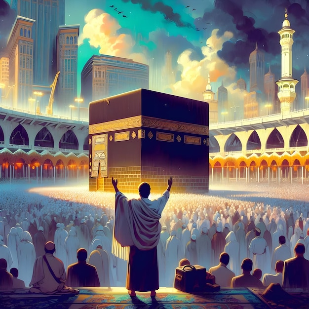 Hintergrundmalerei Mekka Hajj Muslime