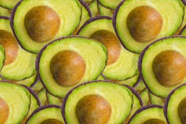 Hintergrundmuster aus freien frischen Avocado-Stücken