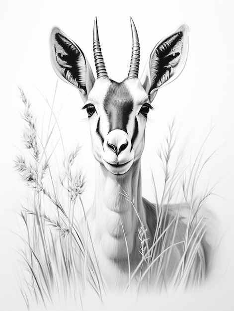 Foto hintergrundpapier für das telefon mit einer bleistiftskizze kunstwerk springbok tierzeichnung