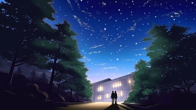 Hintergrundstil, der an Makoto Shinkai erinnert