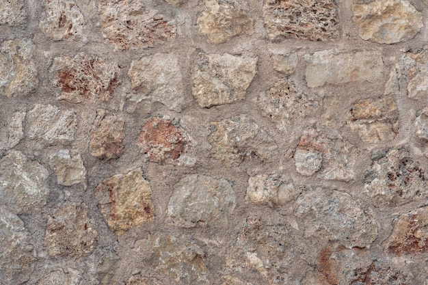 Hintergrundtextur raues Mauerwerk aus wildem Stein und Zement