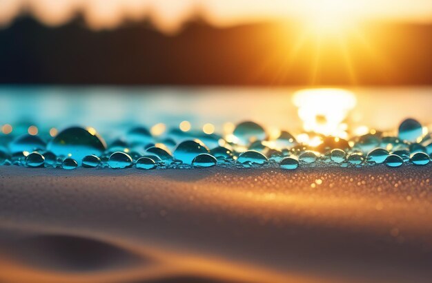 Hintergrundwandpapier Oberflächenwassertropfen Sonnenuntergang