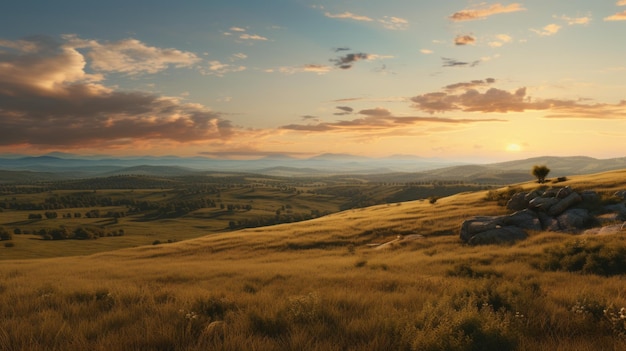 Hinterland Uma paisagem serena de grama e erva daninha Videogame