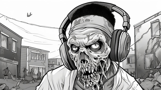 Hip Hop Zombie Coloring Book Crisp Esquemas e ilustraciones editoriales