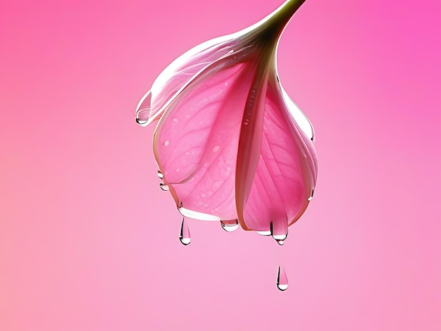 Hiper-realista hiper-detalhado gotas de chuva caindo pétala rosa simples tons claros macios e delicados 2